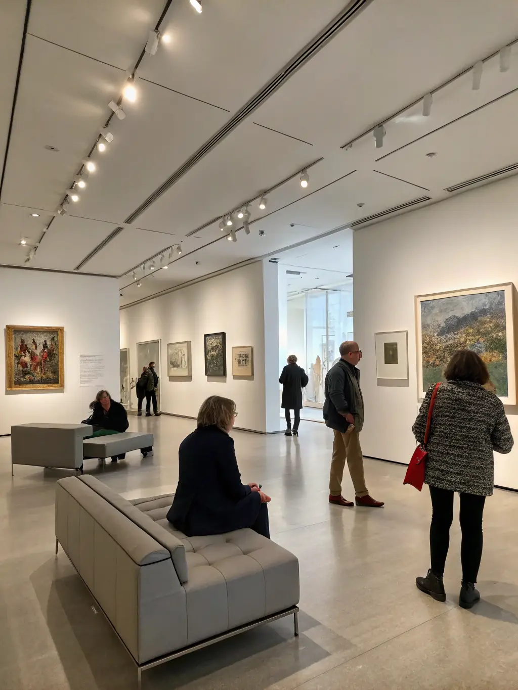 A striking photograph of an art exhibition hosted by LES CO'PEINTS D'ABORD, featuring a diverse range of artworks and a lively atmosphere.