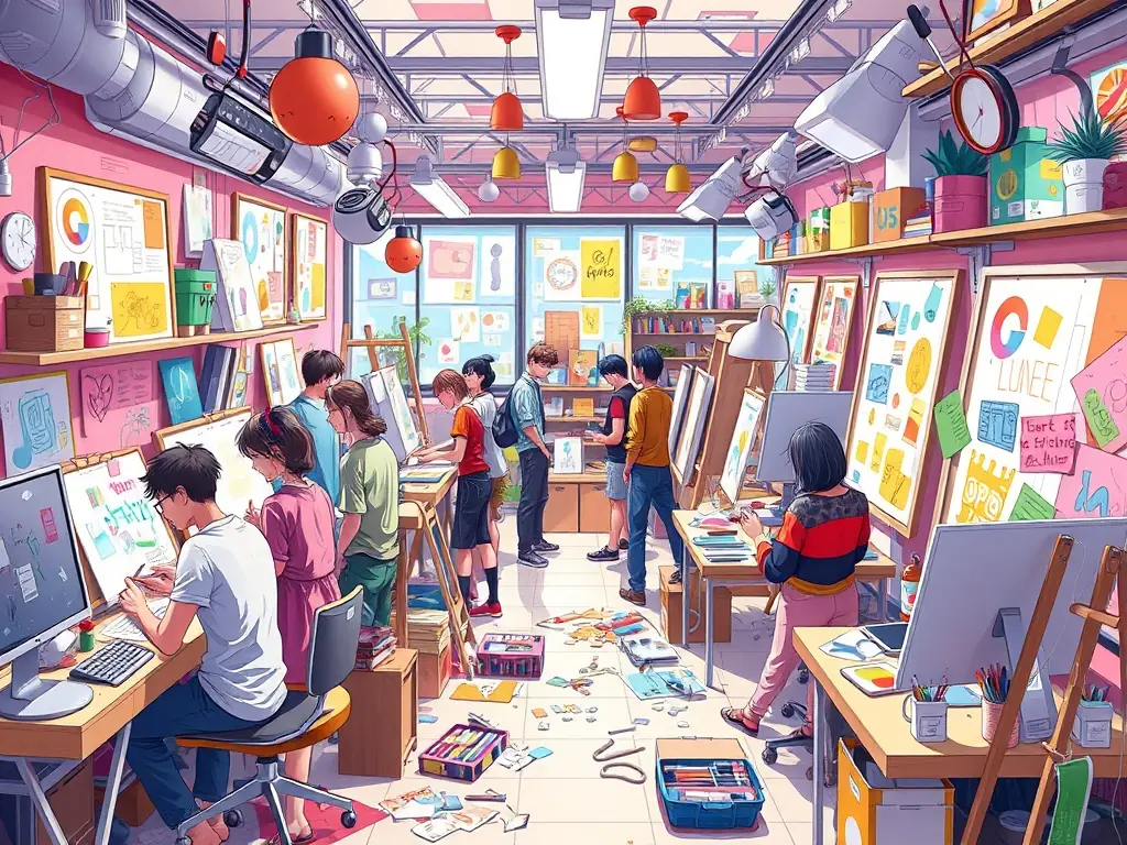 A vibrant image of artists collaborating on a large canvas during a community art event, showcasing the energy and creativity of LES CO'PEINTS D'ABORD.